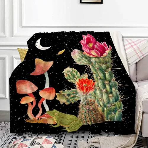 Vista 12 de Anuruddha Manta personalizada con nombre, manta de franela con nombre personalizado de rana floral, esponjosa, acogedora, manta de hongo y rana