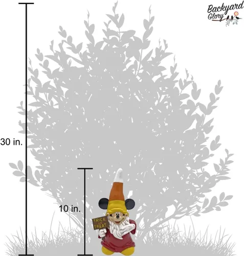 Vista 6 de Disney Mickey Mouse Trick or Treat Gnome Halloween - Estatua de jardín al aire libre, 10 pulgadas de alto, producto oficial de Disney