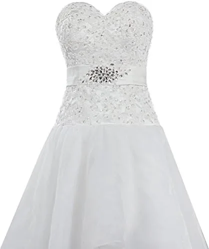 Vista 4 de Vestido de novia de organza de alta baja para mujer sin
