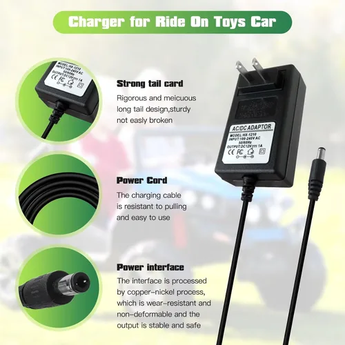 Vista 5 de Cargador Ba-ttery de 12 V apto para montar a caballo, apto para Best Choice Products Ki-ds camión, apto para auto parachoques Ki-dzone, apto