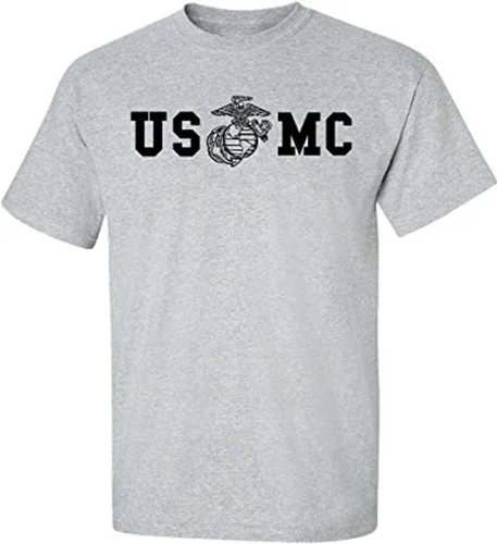 Vista 2 de Lucky Ride Camiseta Militar para Hombre del Cuerpo de Marines de los EE. UU. con Bulldog en la Parte Delantera y Posterior