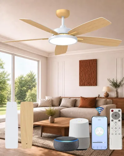 Vista 11 de Roomratv - Ventilador de techo inteligente compatible con App/Alexa/Google Negro