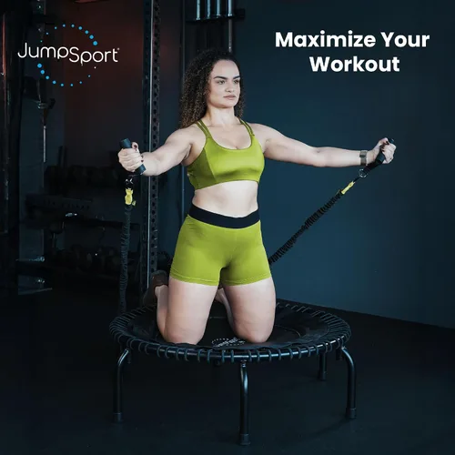 Vista 6 de JumpSport Trampolín de fitness esencial de 39 pulgadas Modelo 220, 230, 250 Trampolín de ejercicio 30 bungees de bajo impacto para adultos