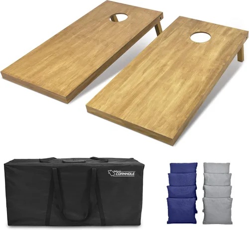 Vista 64 de GoSports 4 ft x 2 ft Regulation Size Wooden Cornhole Boards Set with Light Brown Finish - Includes Carrying Case and Bean Bags Negro- gris
