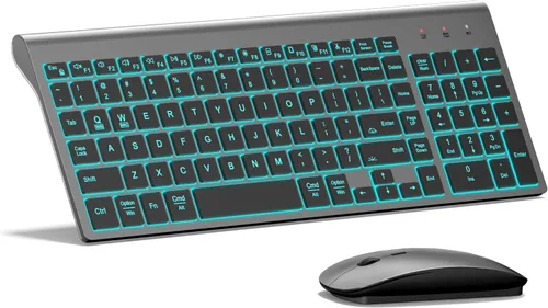 Vista 8 de TopMate Combo de teclado y mouse inalámbricos ultradelgados, 2.4G silencioso compacto USB 2400DPI mouse e interruptor de tijera, juego de teclado