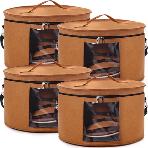Vista 13 de Suzile Paquete de 4 Cajas Grandes Redondas Plegables para Sombreros de Mujer, Almacenaje con Capacidad para 6-10 Sombreros, Caja para Sombreros