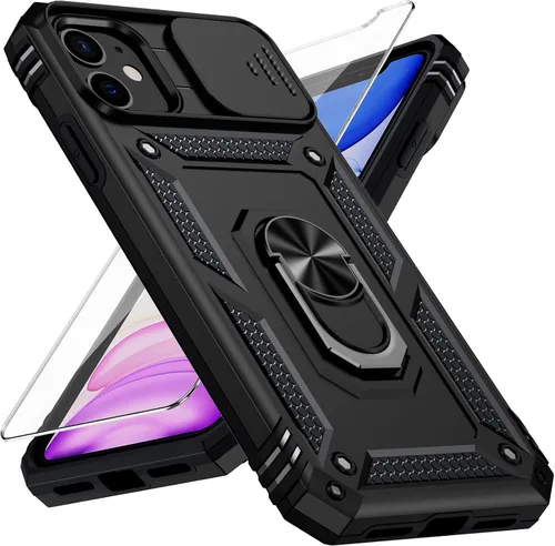Vista 20 de Funda para iPhone 11 Pro con cubierta para lente de cámara, protector de pantalla HD, protección contra caídas de grado militar de 10 pies, soporte