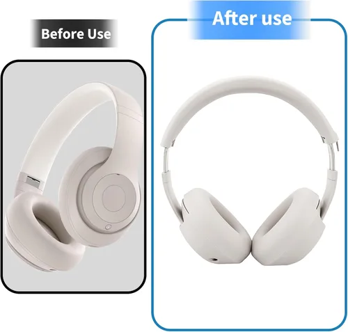 Vista 4 de Adhiper Fundas de silicona para los oídos para auriculares inalámbricos Beats Studio Pro, accesorios mejorados para auriculares Studio Pro con Beige