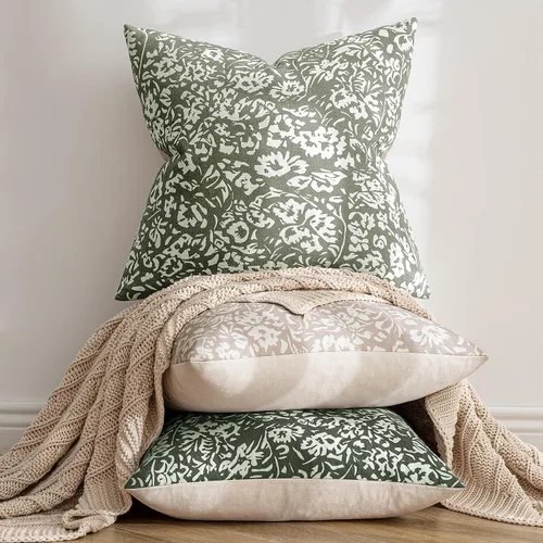 Vista 2 de MIULEE Juego de 1 funda de almohada floral de 12 x 20 pulgadas, fundas de almohada decorativas de lino neutro para sofá y sillón, sala de estar