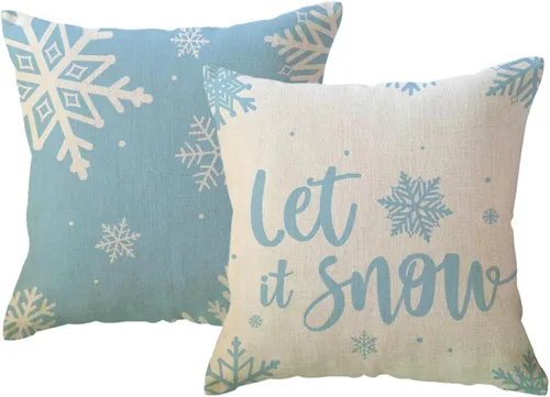 Vista 10 de ULOVE LOVE YOURSELF Juego de 2 fundas de cojín decorativas para invierno, decoraciones navideñas de estilo campestre, cojines decorativos de copo