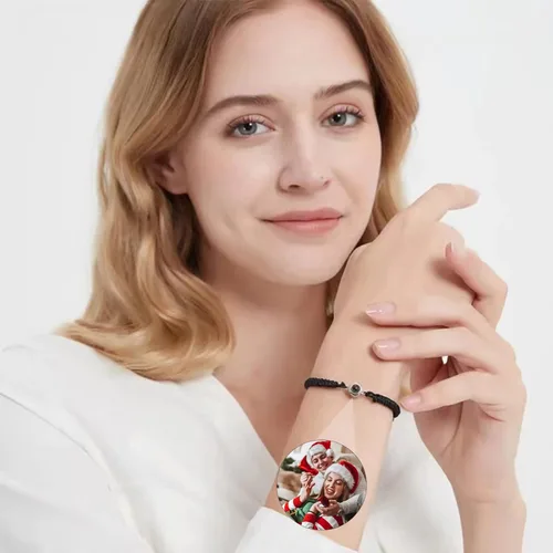 Vista 4 de YATEDIY Pulseras personalizadas con imágenes, pulseras de proyección personalizadas con fotos, regalo de joyería de cuerda personalizada para él, su