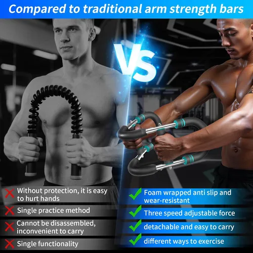 Vista 3 de Twister arm Trainer, Adjustable Resistance (40-140 lbs) Chest Workout Equipment,Forearm Power Exercise bar , pectoralis spinalis Device, Portable