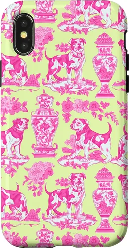 Vista 5 de Chinoiserie Dog Yellow Pink Toile Preppy Grandmillennial Case for iPhone 16