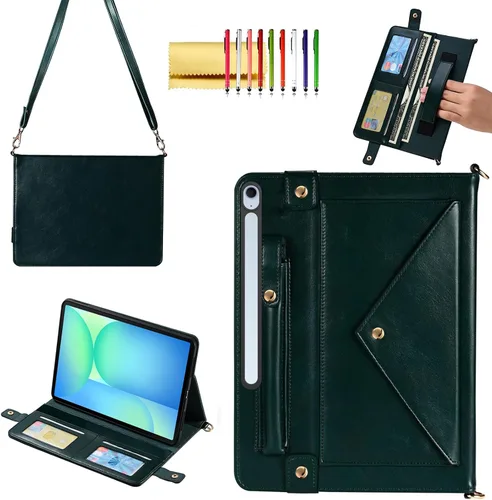 Vista 87 de Bolso Funda para Samsung Galaxy Tab S10 FE/S9 FE 10.9"/S9/S8/S7 11", Techcircle Folio con Soporte Cruzado, Billetera con Ranura para Lápiz S Pen