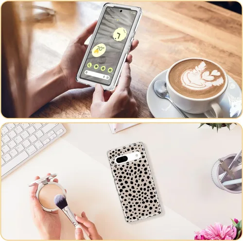 Vista 6 de Esdot Funda para Google Pixel 7A con protector de pantalla integrado, funda resistente de grado militar con diseños lindos de moda para mujeres