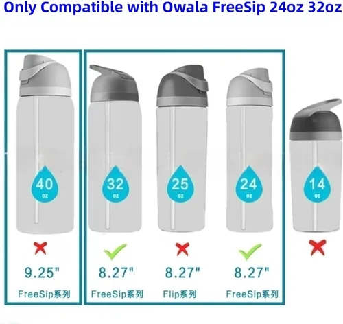 Vista 2 de 4 popotes de repuesto para Owala de 24 onzas, 32 onzas, popotes reutilizables con cepillo limpiador compatibles con botella de agua FreeSip de 24