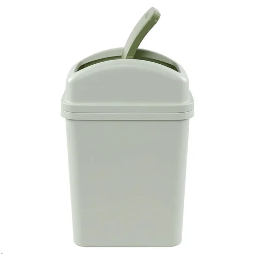 Vista 9 de Bote de basura de plástico de 1.8 galones con tapa abatible, cubo de basura pequeño, color verde