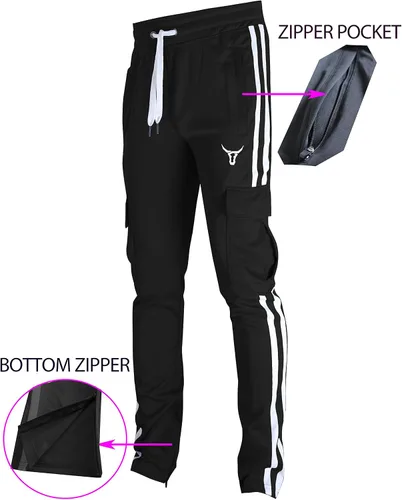 Vista 3 de Screenshot - Pantalones deportivos con cinta lateral estilo Hip Hop, ajuste ceñido, para hombre