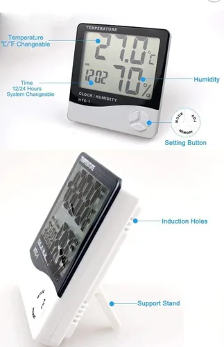 Vista 4 de Termo higrómetro de temperatura y humedad (rango de temperatura: 14°F a 122°F) para ambiente interior junto con certificado de calibración