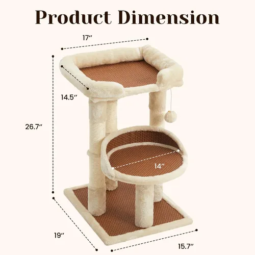 Vista 6 de Fansafurn Árbol de varios niveles para gatos de interior, torre moderna para gatos con camas dobles y postes rascadores, árbol para gatos grandes