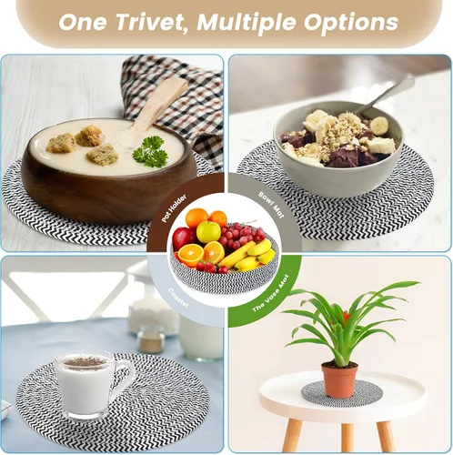 Vista 6 de Salvamanteles de 9 pulgadas para platos calientes, salvamanteles (juego de 4) para ollas y sartenes calientes + 1 paquete de cesta de almacenamiento