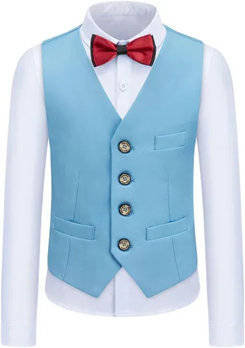 Vista 3 de Trajes de 3 piezas formales para niños, trajes de esmoquin para niños, ajustado, casual, traje de portador de anillos con chaqueta, pantalones