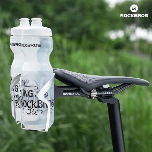 Vista 7 de ROCKBROS Jaulas para botellas de agua para bicicleta, convertidor de jaula de sillín con ángulo ajustable, aleación de aluminio, soporte ligero
