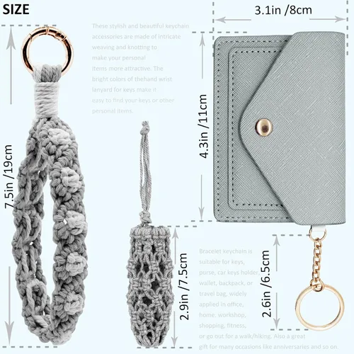 Vista 43 de BIHRTC Llavero de pulsera boho con soporte para lápiz labial, pulsera hecha a mano