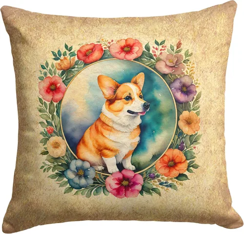 Vista 277 de Caroline's Treasures DAC2072PW1414 Affenpinscher and Flowers - Almohada decorativa de tela, lavable a máquina, para interiores y exteriores