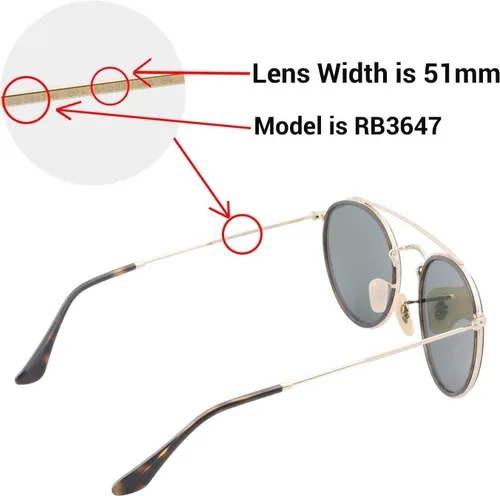 Vista 4 de Walleva Lentes de repuesto para lentes de sol Ray-Ban RB3647-N de 2.008in, múltiples opciones disponibles