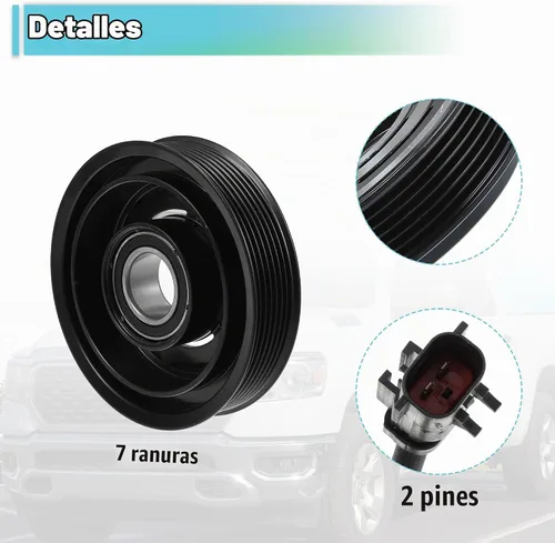 Vista 4 de X AUTOHAUX Kit de embrague del compresor de CA para Ram 1500 8CYL 5.7L 2003 2004 2005 2006 2007 2008 A/C embrague polea placa bobina reparación