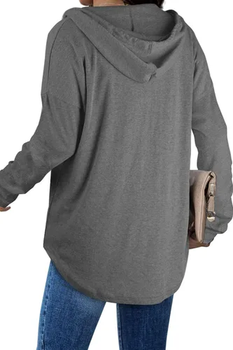 Vista 4 de Bofell Sudaderas con capucha de moda para mujer, sudaderas largas con cuello en V, sudaderas de Halloween a la moda ahora 2023