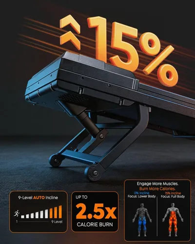 Vista 8 de Caminadora con 15% de inclinación automática, caminadora debajo del Black with Blue & Orange