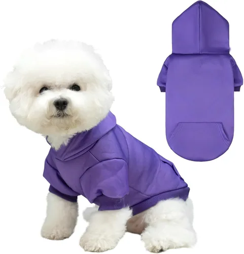 Vista 41 de KOOLTAIL Sudadera básica con capucha para perro, suave y cálida, con agujero para correa y con bolsillo, abrigo de invierno para perros, ropa