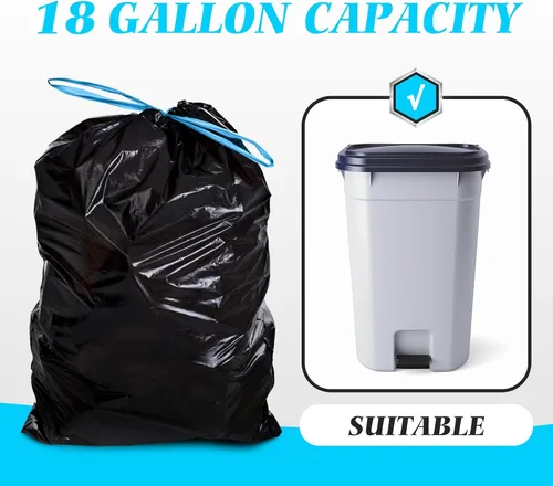 Vista 37 de Bolsas de basura de 7 galones, 100 unidades, bolsas de basura con cordón resistentes de Teivio, bolsas para papeleras de baño, bolsas de plástico