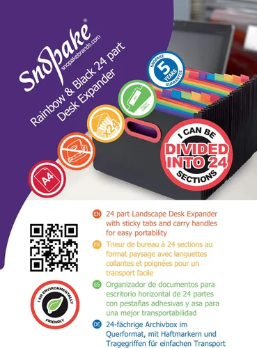 Vista 2 de Snopake Expandor/Organizador de Escritorio A4 Rainbow y Negro 24 Piezas [Pack de 1] Ref: 15852
