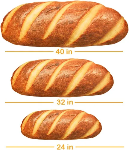 Vista 6 de Wepop - Almohada de 24 pulgadas en forma de hogaza de pan 3D, cojín lumbar suave con forma de baguette, juguete de peluche relleno gracioso