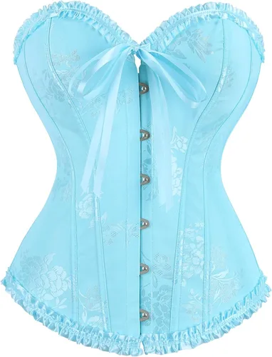Vista 30 de frawirshau - Corsé para mujer, con cordones, con varillas, escultor de cuerpo, lencería Beige