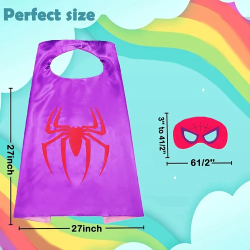 Vista 3 de Dajiahao Superhero Capes for Kids 4-10 Year Double Side Superhero Costume Cosplay Dress Up Cape for Boy Birthday Party Gifts