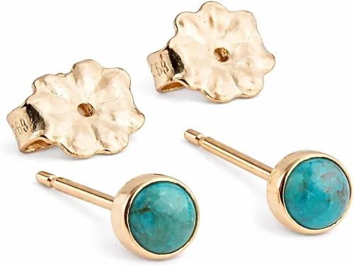 Vista 32 de Juego de aretes pequeños de oro con bisel, bola para cartílago, tragus, hélice, múltiples joyas hipoalergénicas de piedra natal para mujer
