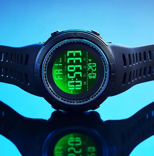 Vista 7 de Tonnier - Reloj deportivo para hombre, multifuncional, digital, pantalla LED, militar, doble hora, luz trasera, cronómetro e impermeable con correa