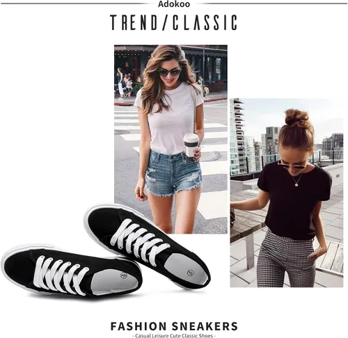 Vista 6 de Tenis de plataforma blanca para mujer zapatos de tenis con plataforma negra zapatos casuales de moda con cordones zapatos planos de lona para caminar