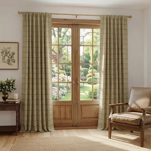 Vista 2 de NICETOWN Cortinas de Granja a Cuadros 100% Opacas de 96 Pulgadas de Largo, Juego de 2 Paneles para Sala de Estar y Dormitorio, Cortinas a Cuadros