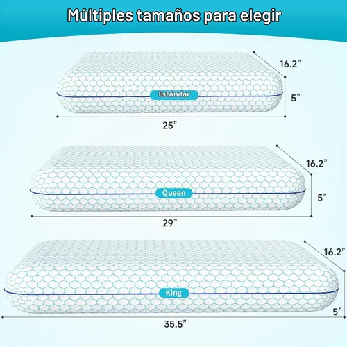 Vista 3 de CushyOasis Almohadas de cama para dormir, 2 piezas, espuma viscoelástica, tamaño King, color azul