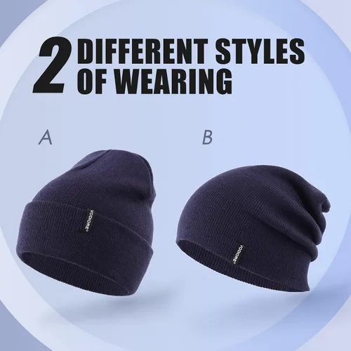 Vista 3 de Beanie Hats for Men Women Winter Knit Hat Warm Slouchy Beanie Cuffed Skull Cap