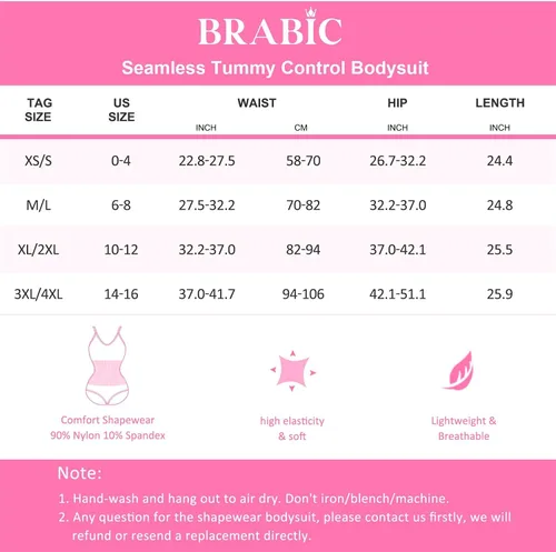 Vista 5 de BRABIC Body moldeador para mujer, bragas con control de abdomen, sin mangas, cuello en V, camisola