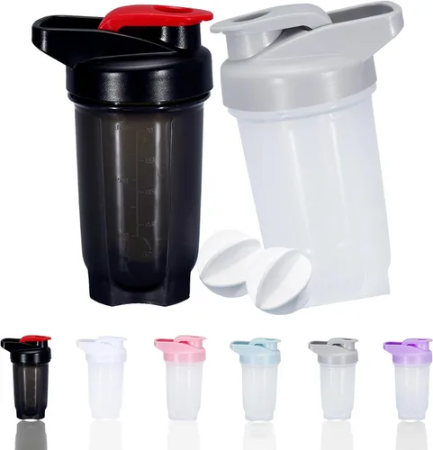 Vista 12 de Shaker Bottle Protein Shakes Cup y botella agitadora de 10 onzas/10.1 fl oz con bolas batidoras, juego de botellas de proteínas, plástico sin BPA