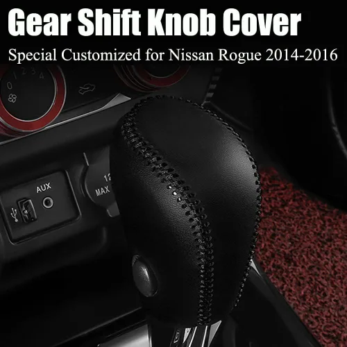 Vista 2 de XITER Cubierta de Perilla de Palanca de Cambios Automática de Cuero, Fundas Protectoras de Palanca de Cambios para Nissan Rogue 2014 2015 2016