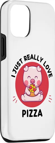 Vista 3 de iPhone 15 Kawaii Cute Pig I Just Really Love Pizza Lover Case