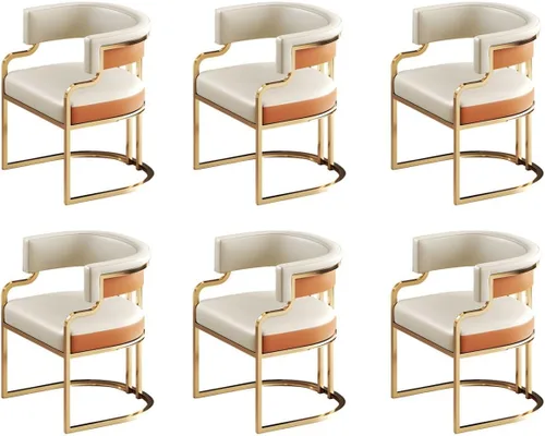 Vista 10 de Sillas de comedor de cocina para interiores, silla lateral tapizada para el hogar, silla con brazo de respaldo bajo, silla de comedor con piel